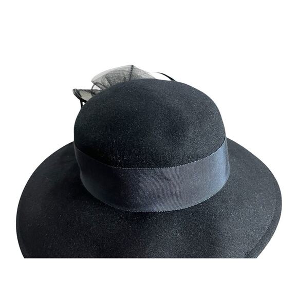 Kentucky Derby Millinery Hat Black Church Feathers Embellished Wide Kathy Jeanne main image 5